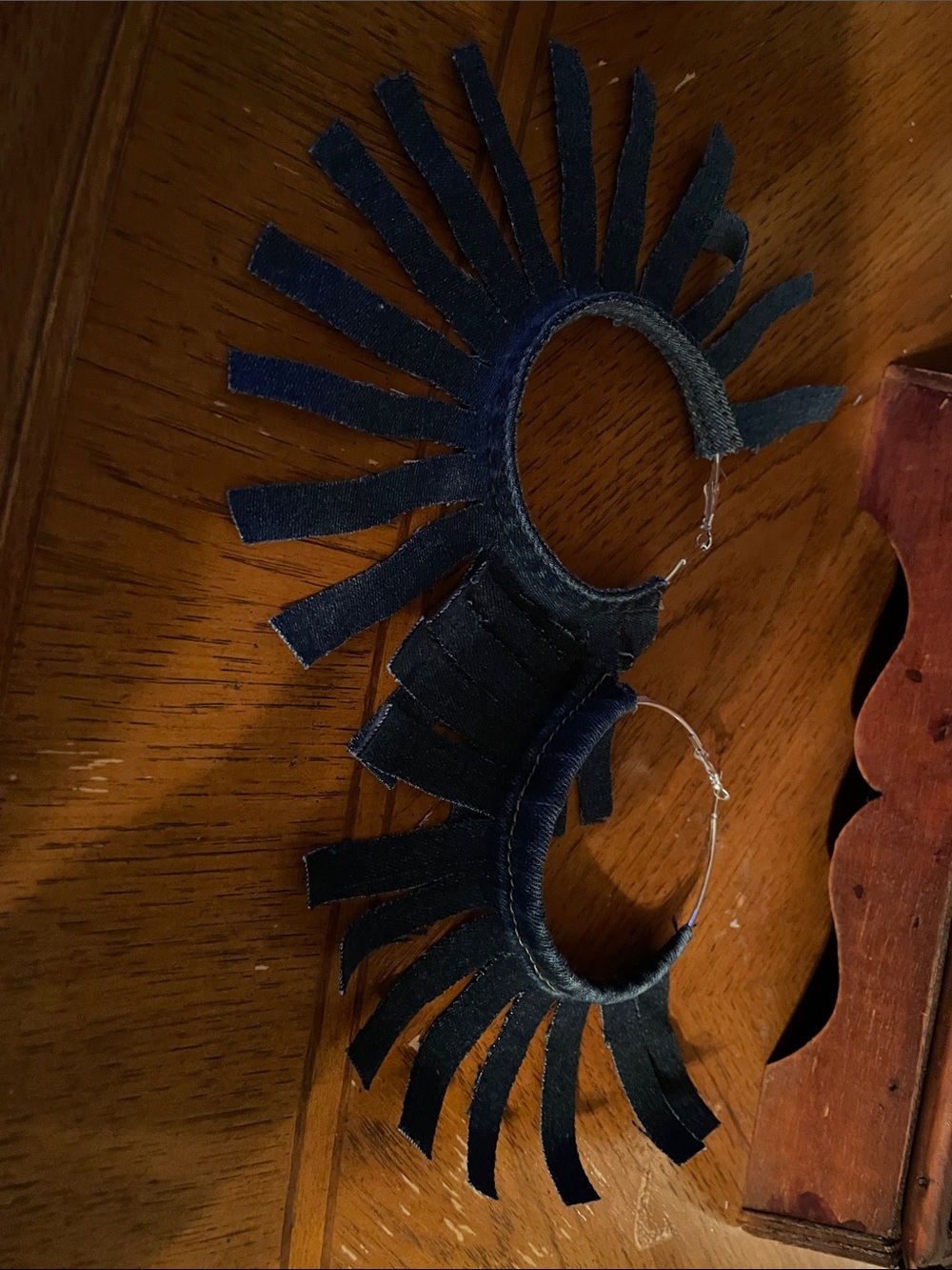 Dark Blue Fringe Hoop Earrings - Women Jewelry